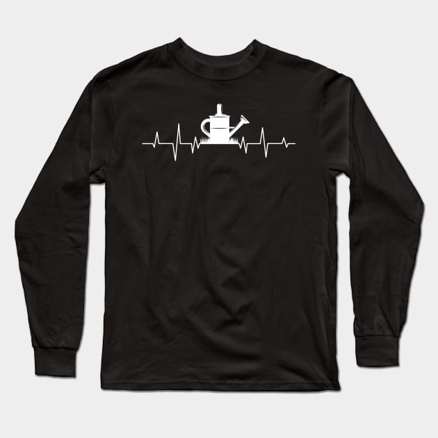 Watering Can Garden Heartbeat Gift Long Sleeve T-Shirt by Delightful Designs